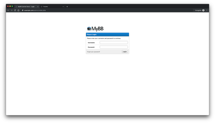 Вход в MyBB admin