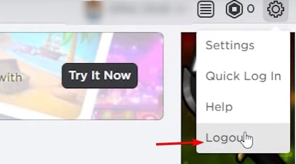 Кнопка выхода в веб-интерфейсе Roblox