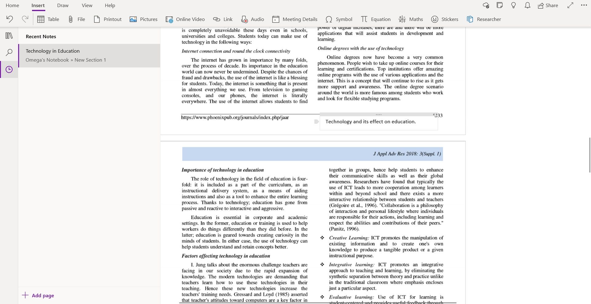Добавление заметок в OneNote