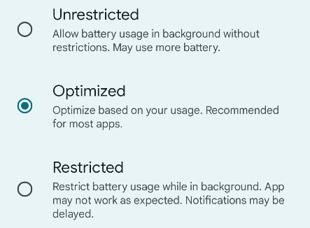 Режимы оптимизации батареи.
