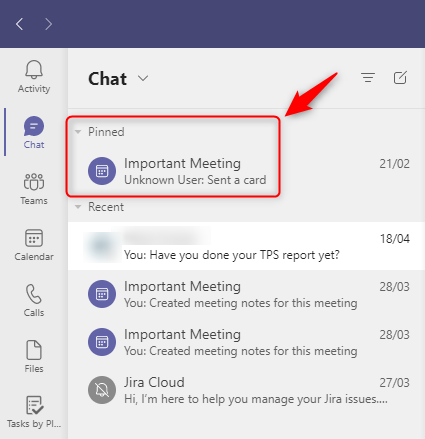 Закреплённый чат в списке