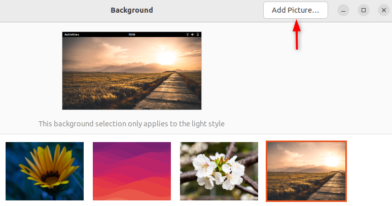 Галерея изображений рабочего стола с кнопкой добавления