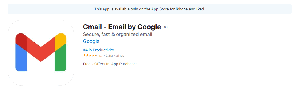 Icona dell'app Gmail su App Store