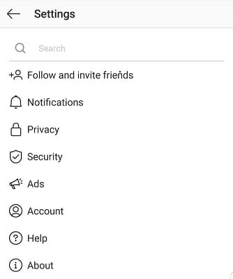 Настройки профиля Instagram открытые на экране