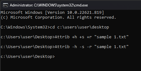 Скрыть папку