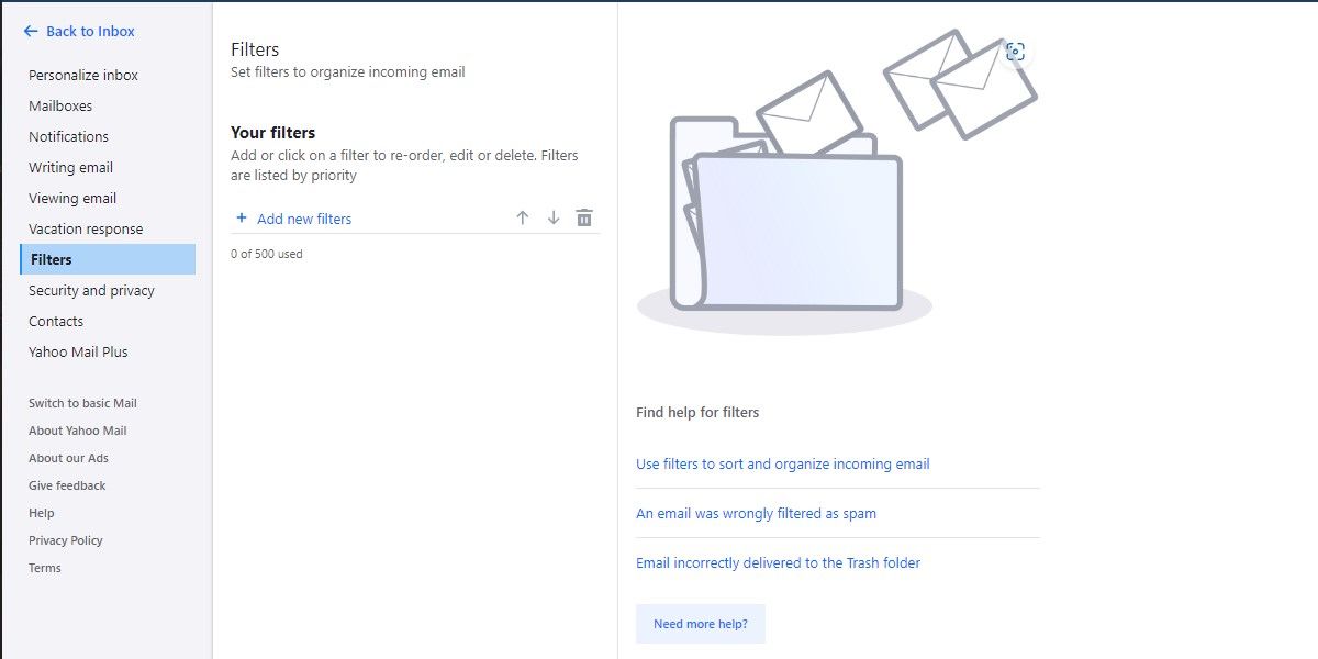 Yahoo! email filters