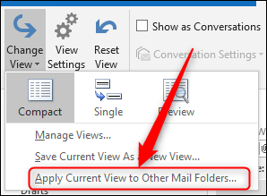 Окно выбора папок для применения текущего вида со списком папок и чекбоксами