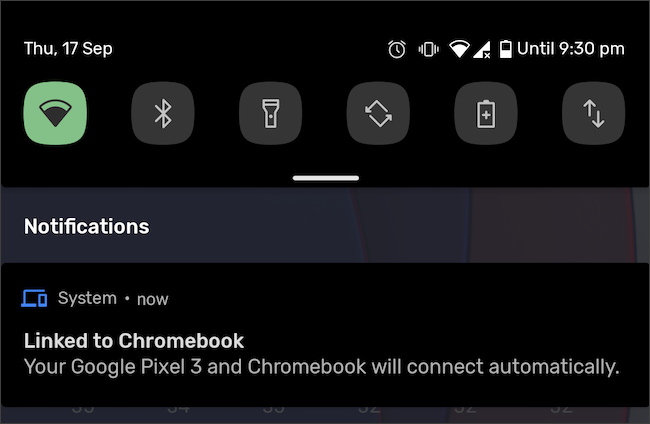 Уведомление о привязке Android‑телефона и Chromebook