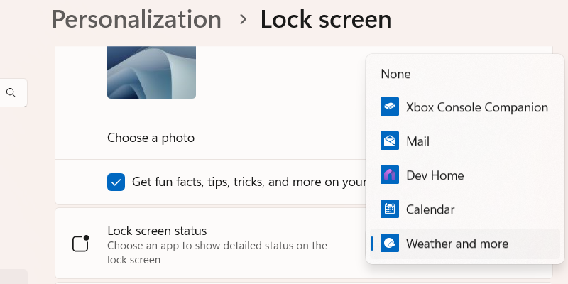 Настройка приложения экрана блокировки в Windows 11