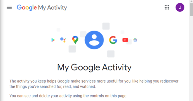 Страница «Моя активность» Google.