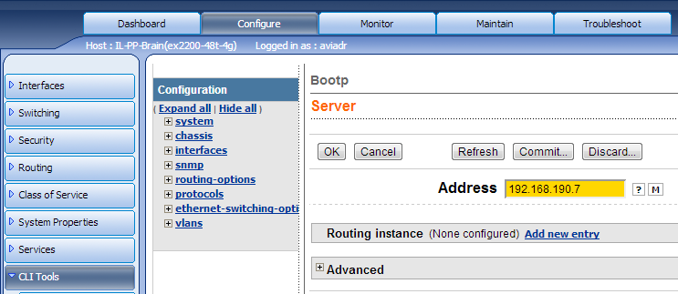 Подтверждение IP сервера в WebGUI
