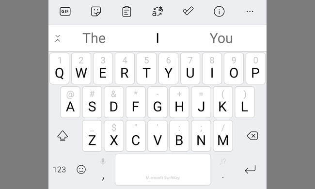 Изображение логотипа SwiftKey и пример персонализированной темы клавиатуры.