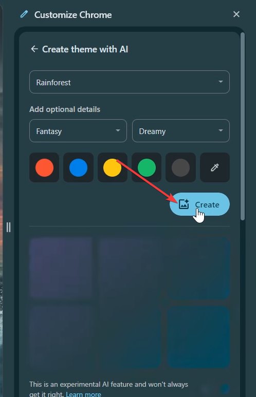 Generazione del tema AI in corso — barra di avanzamento