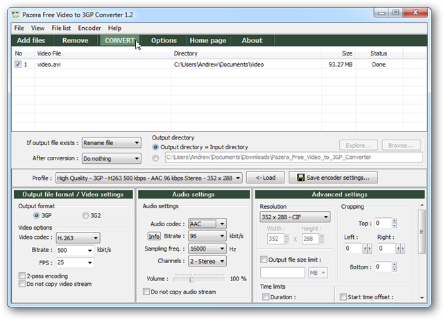 Окно прогресса конвертации с индикатором выполнения