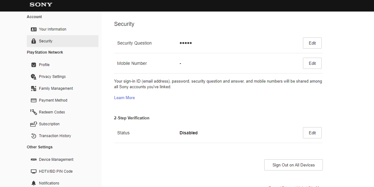 Включение двухфакторной аутентификации на PlayStation
