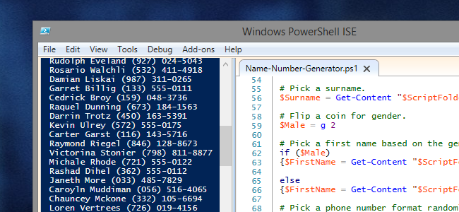 Генерация имён и телефонов в PowerShell