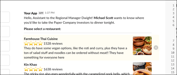 Пример форматированного сообщения Slack