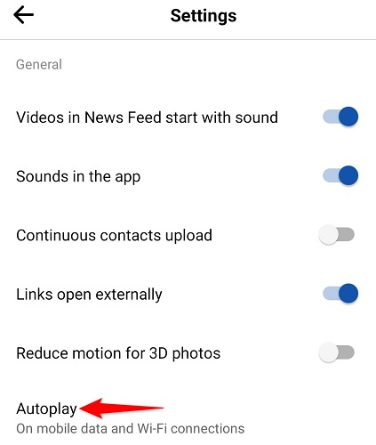 Выберите Автовоспроизведение.