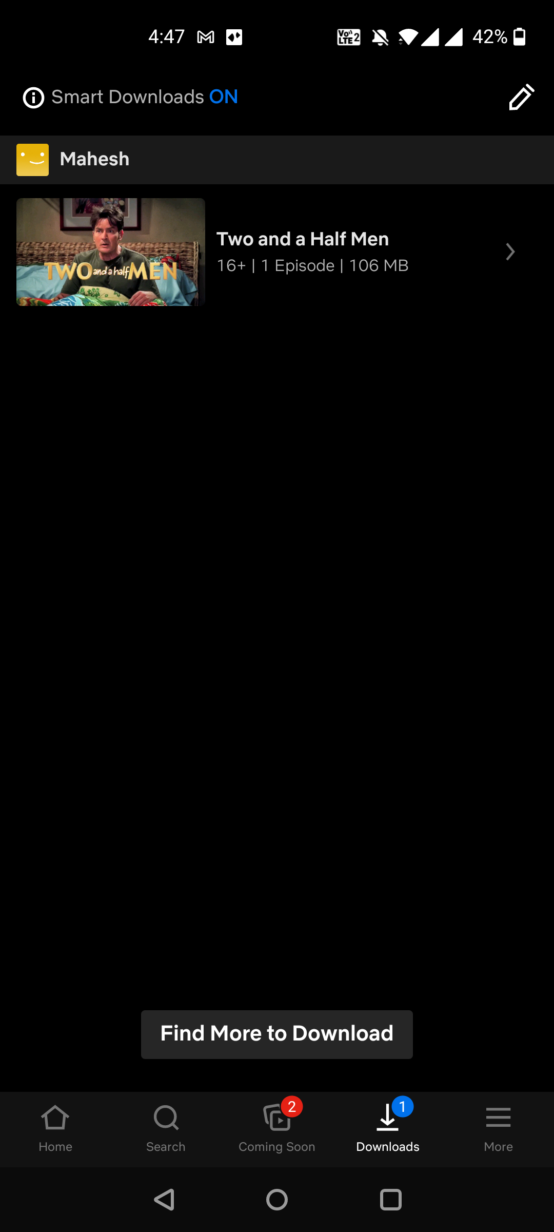 Экран с загруженным контентом для удаления