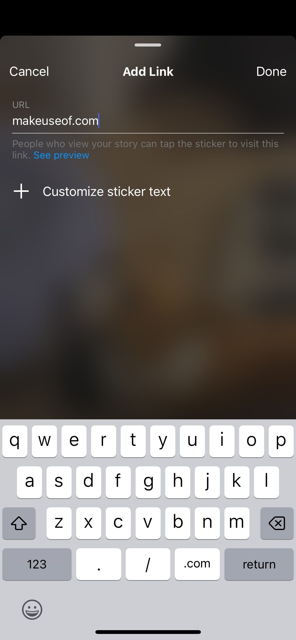 Добавление стикера «Ссылка» в историю Instagram