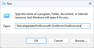 Ручной запуск OneDrive из папки локальных приложений