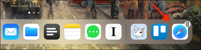 Подсказка вкладки Safari в доке iPad