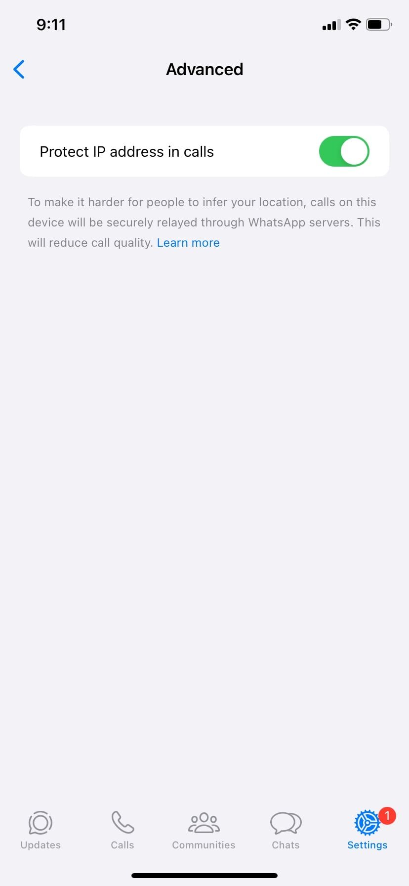 Protect IP Address in Calls feature on WhatsApp