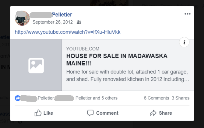 Пример поста о продаже на личной стене Facebook