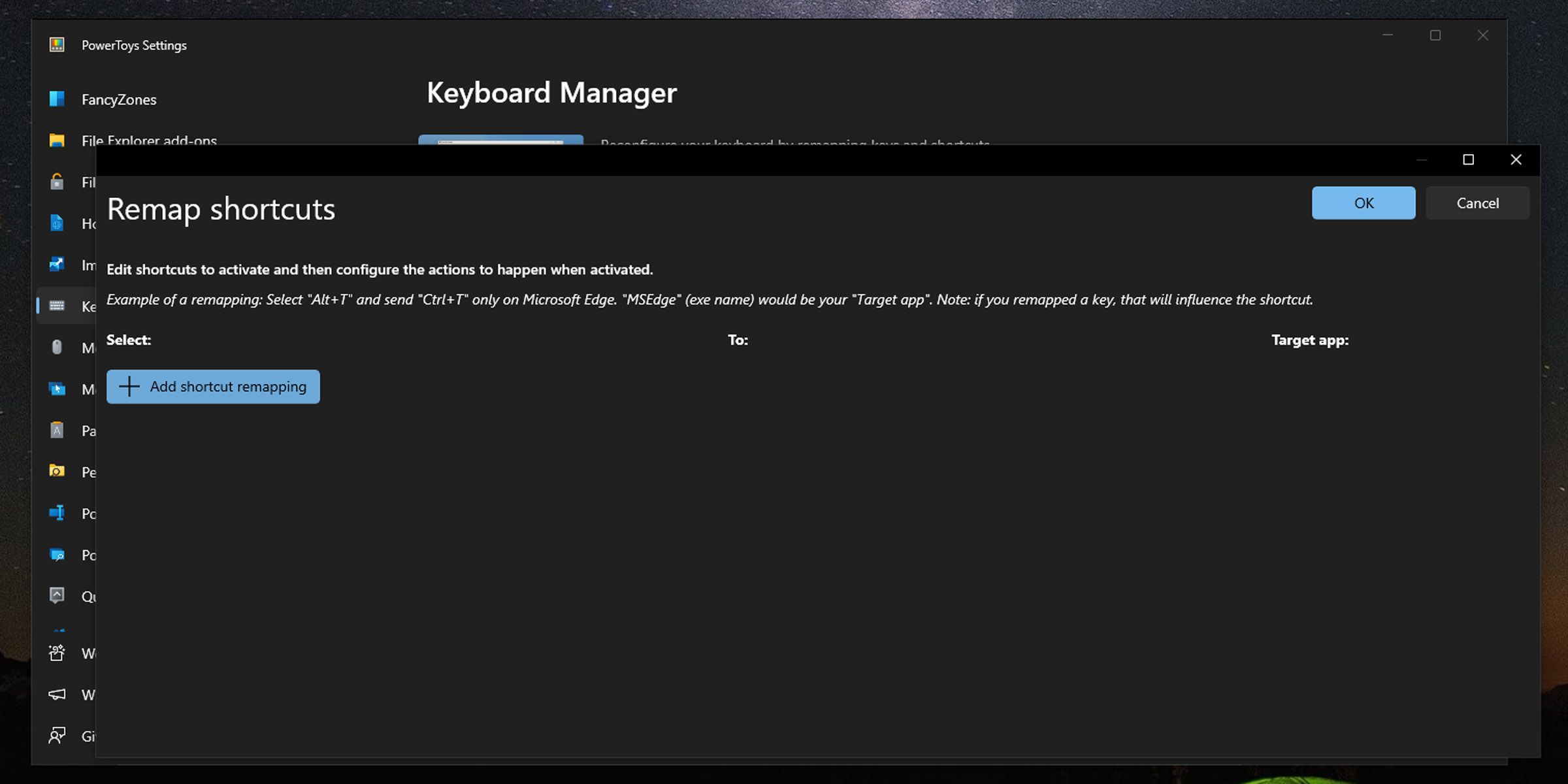 Добавление сопоставления в PowerToys