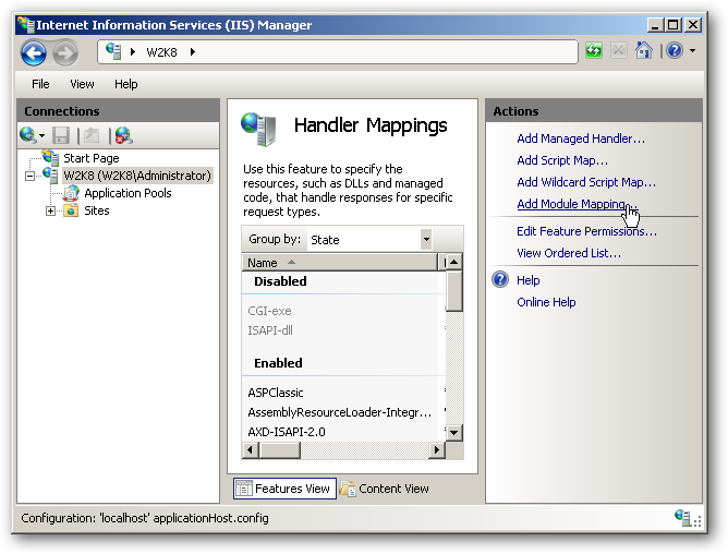 Добавление модуля FastCgiModule для PHP