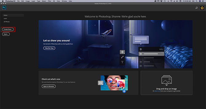 Photoshop CC Opening Screen