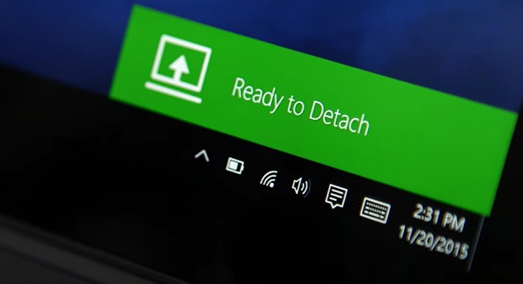 Кнопка отсоединения: кратковременное нажатие