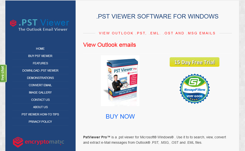 Окно программы с перечнем писем и структурой папок PST