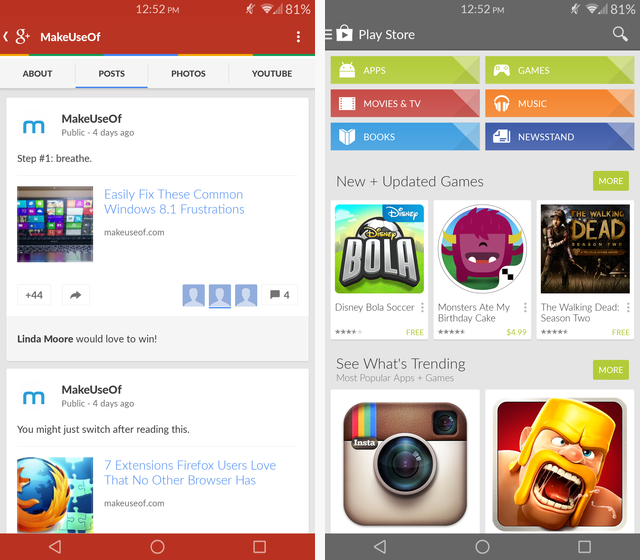 Результат: цветной статус-бар и навигационная панель