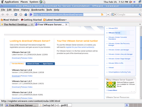 Установка VMware Server 1.0.x на Debian Lenny