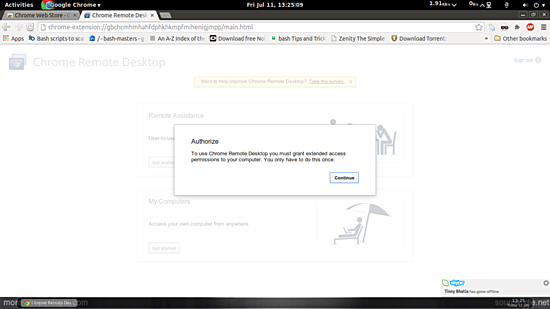 Главное окно Chrome Remote Desktop в браузере