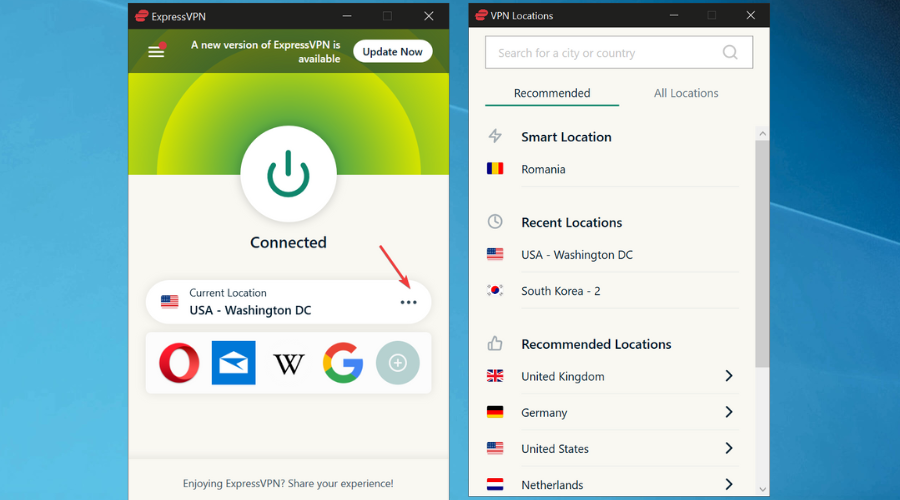expressvpn list of recommended locations