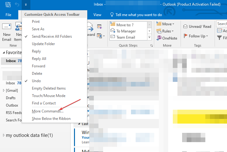 Кнопка More Commands для расширенных опций панели