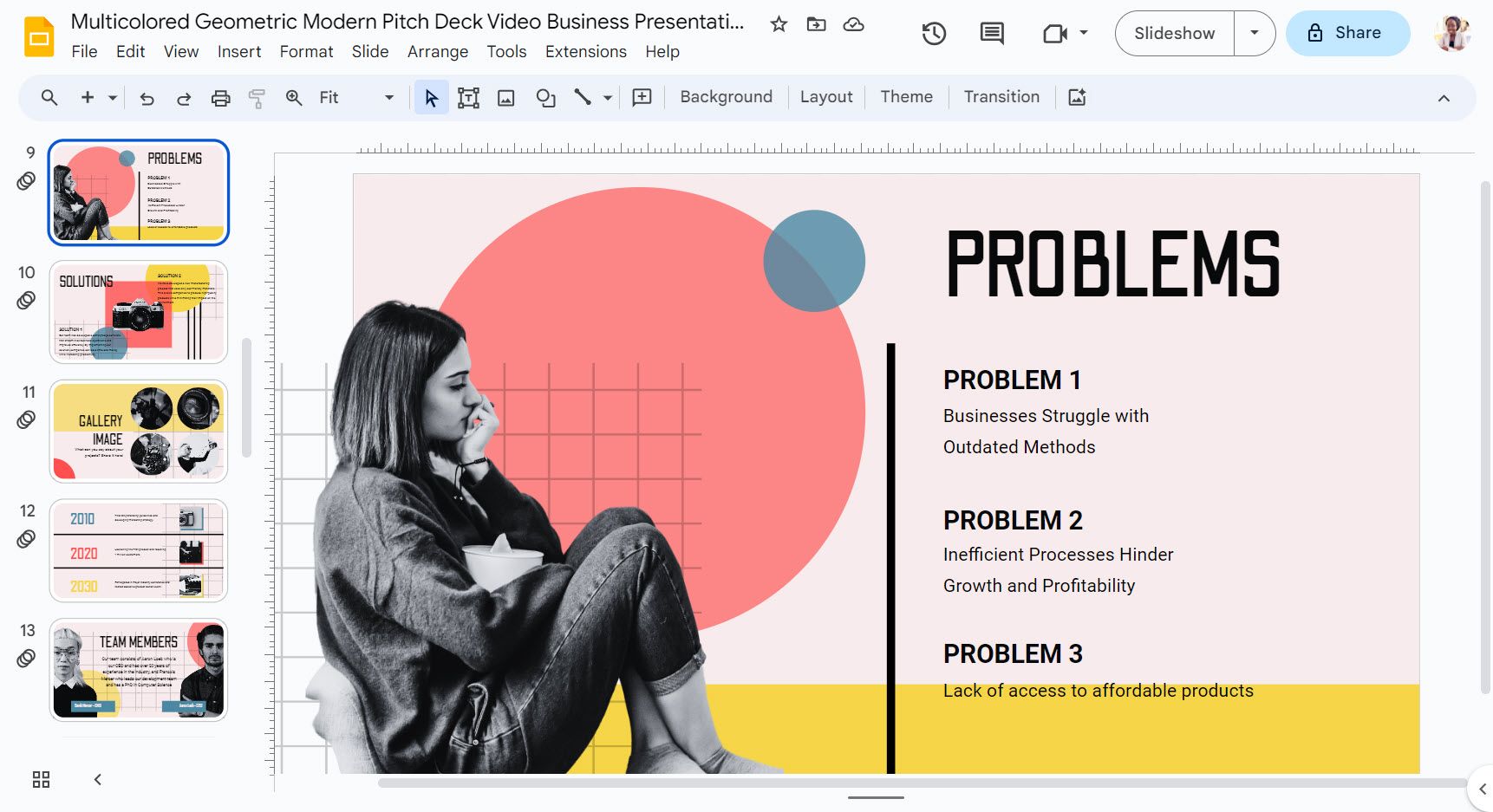 Шаблон Geometric Pitch Deck Video от Slides Carnival