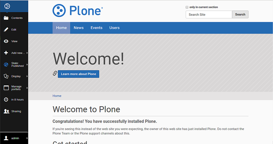 Панель управления Plone