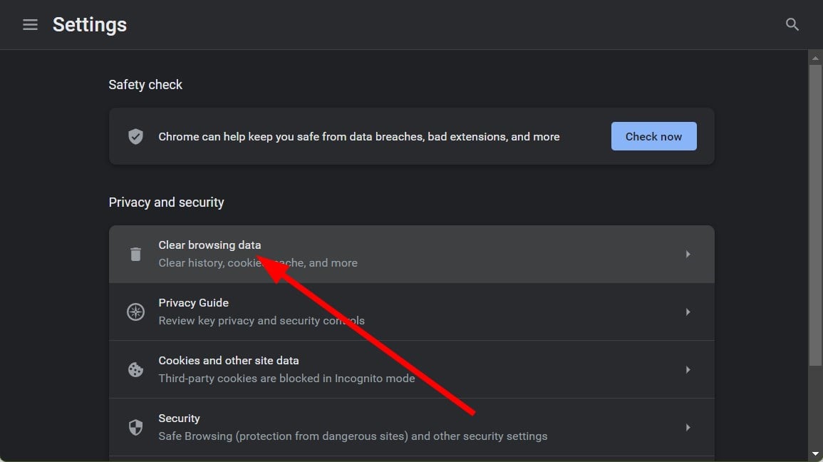 Раздел конфиденциальности в Chrome