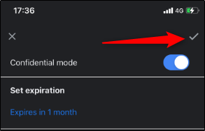 Галочка для подтверждения настроек конфиденциального режима в мобильном приложении