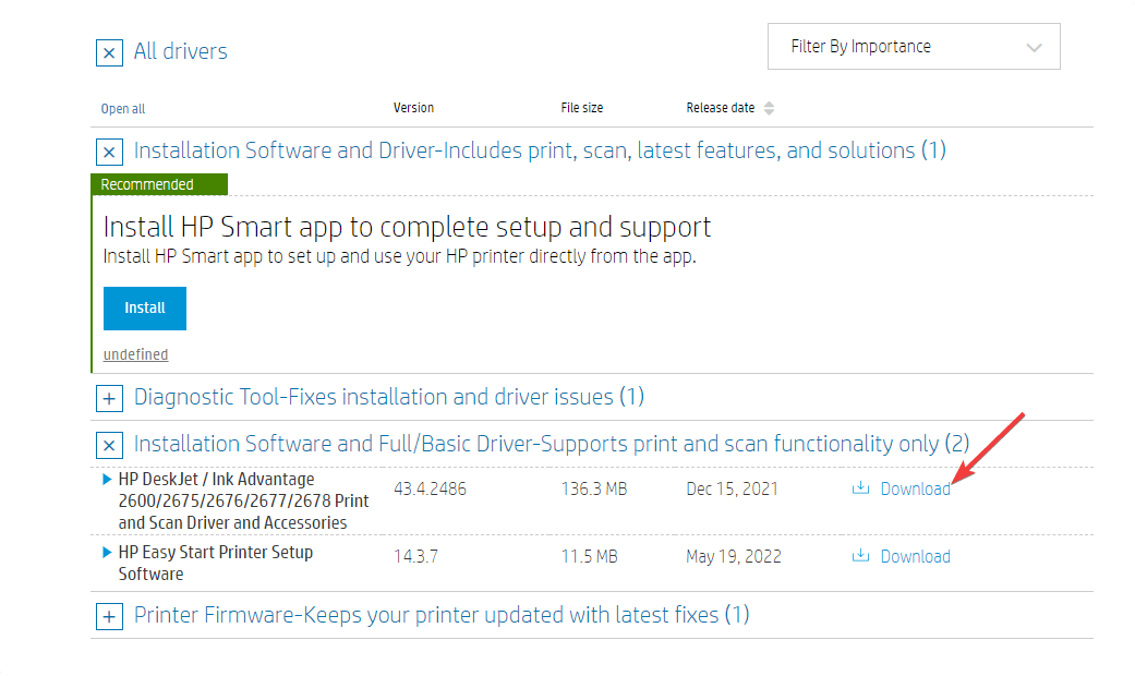 Загрузка официального ПО/драйвера принтера HP