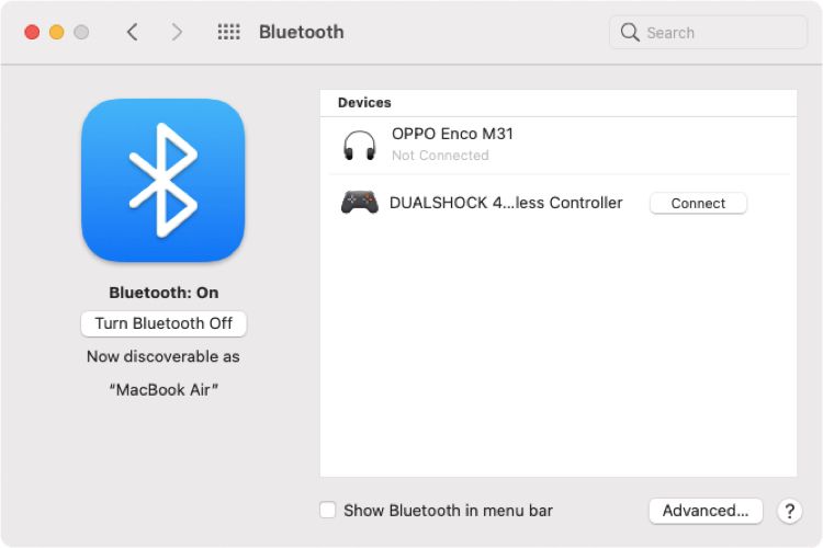 Подключение DualSense к Mac по Bluetooth