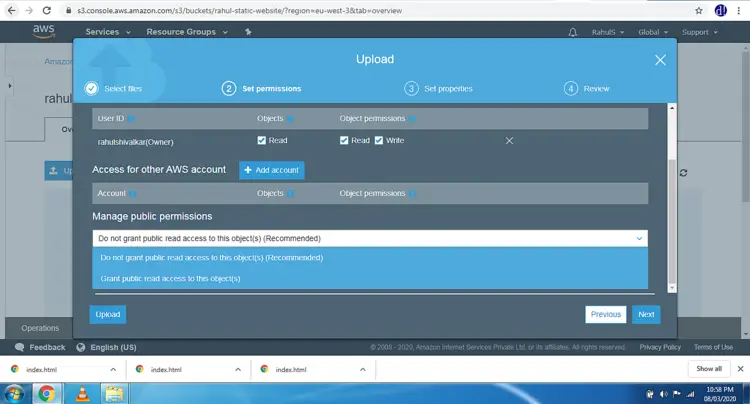 Настройка публичного доступа к объекту в S3