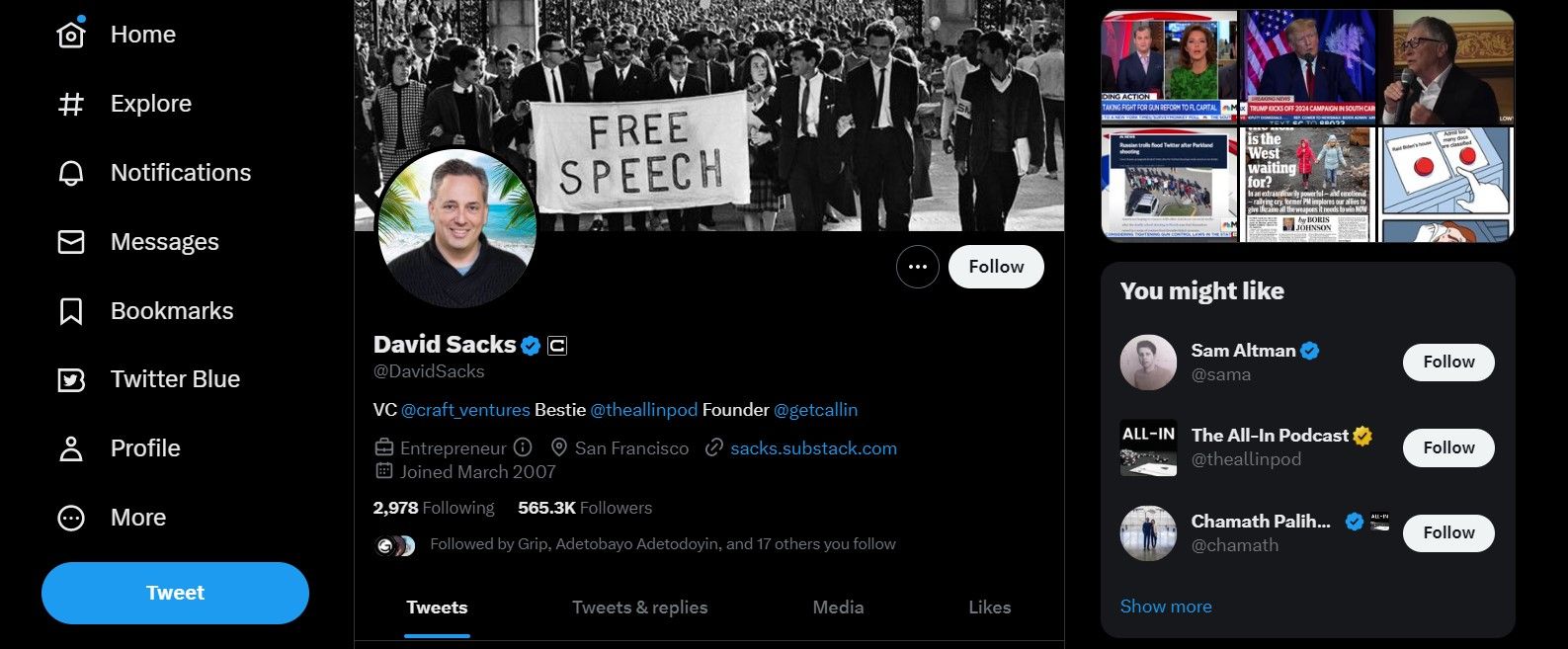 Скриншот профиля Twitter с биографией