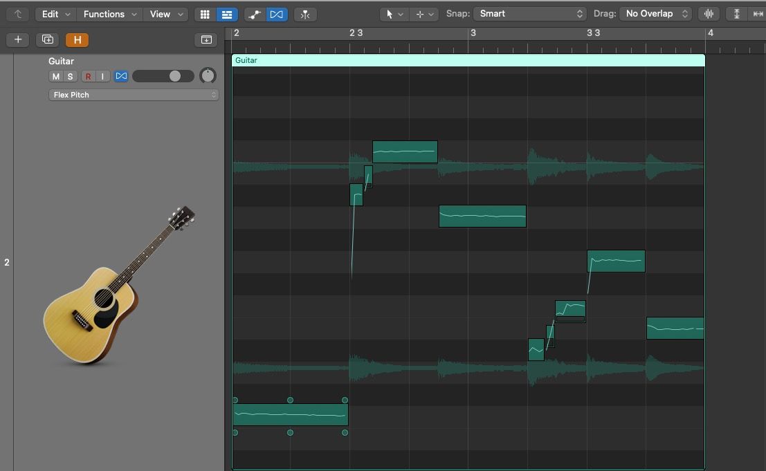 Flex Pitch в сессии Logic Pro