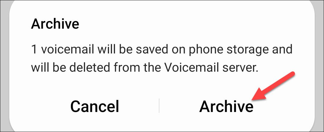 Подтвердите Архивацию.