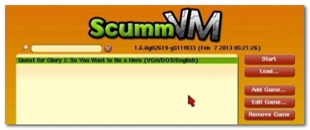 Игра добавлена в список ScummVM и готова к запуску