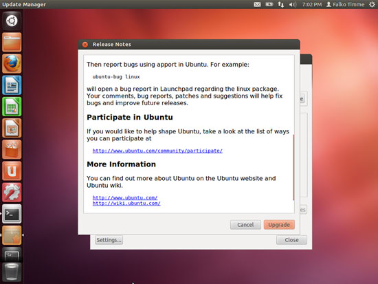 Окно с release notes для Ubuntu 12.10